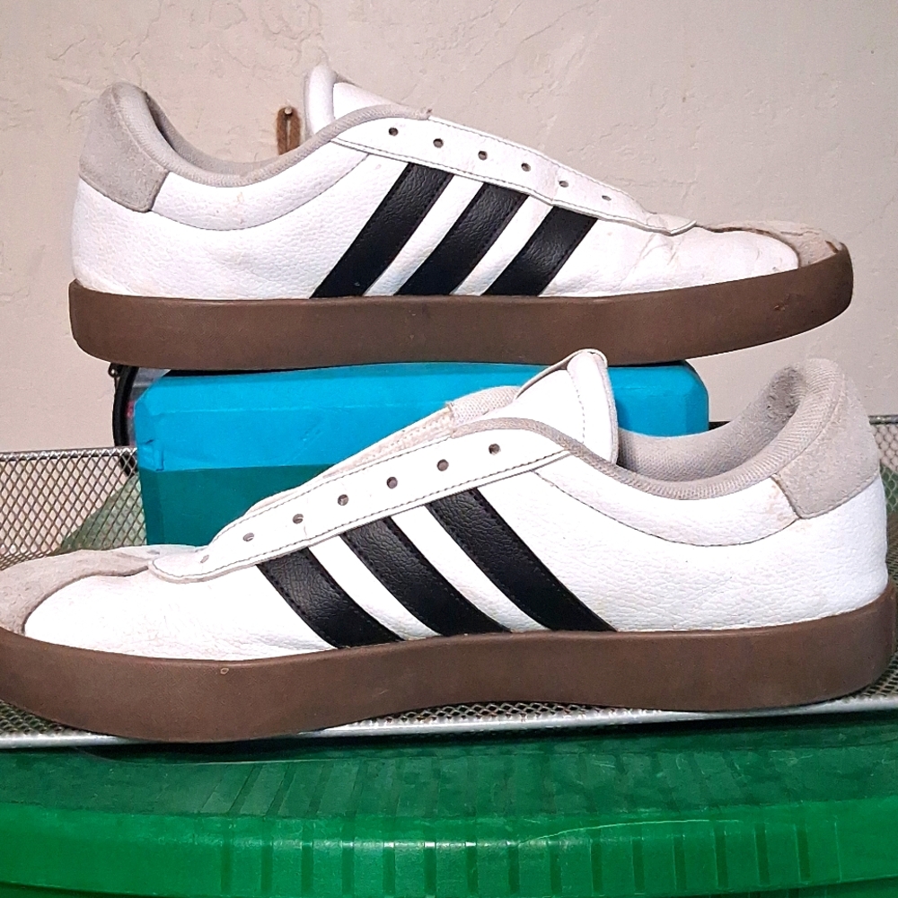 Adidas Black and White Sneakers with Signature Stripes